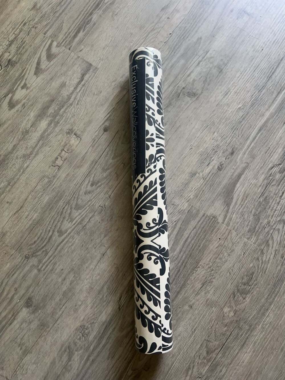 Exclusive Wallcoverings Black and White Damask Wallpaper Roll
